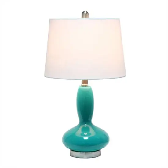 Lalia Home 23.5" Glass Dollop Table Lamp with White Fabric Shade Teal {3}
