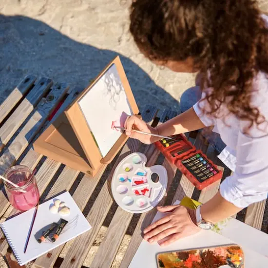 Arteza&reg; Adjustable Wood Desktop Table Easel With Drawer {5}