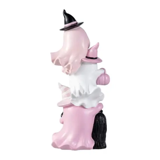 Glitzhome&reg; 13"H Pink Halloween Polyresin Stacked Ghost Table Decor {8}