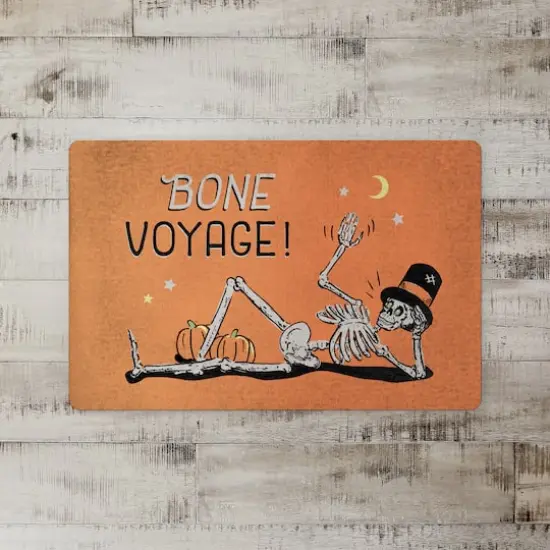 Bone Voyage Retro Skeleton Floor Mat {3}