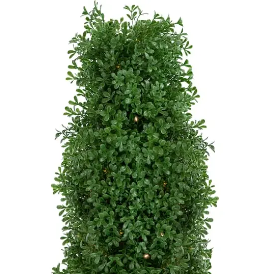 4ft. Pre-Lit Artificial Boxwood Cone Topiary Tree with Pot, Clear Lights {4}
