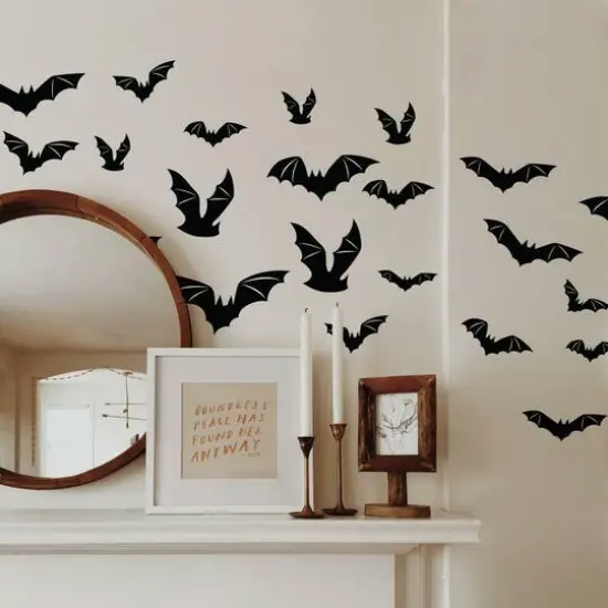 RoomMates Halloween Black Bats Peel & Stick Wall Decals {4}