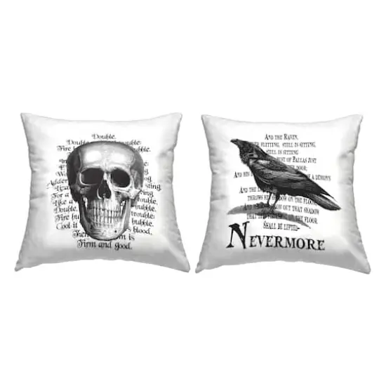 Stupell Industries Halloween Skull & Crow Poetry Throw Pillow Set {1}