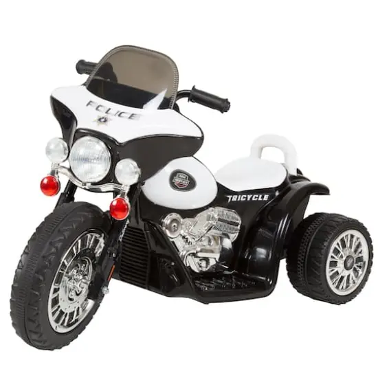 Toy Time Ride-On 3 Wheel Police Motorcycle Black/White {1}