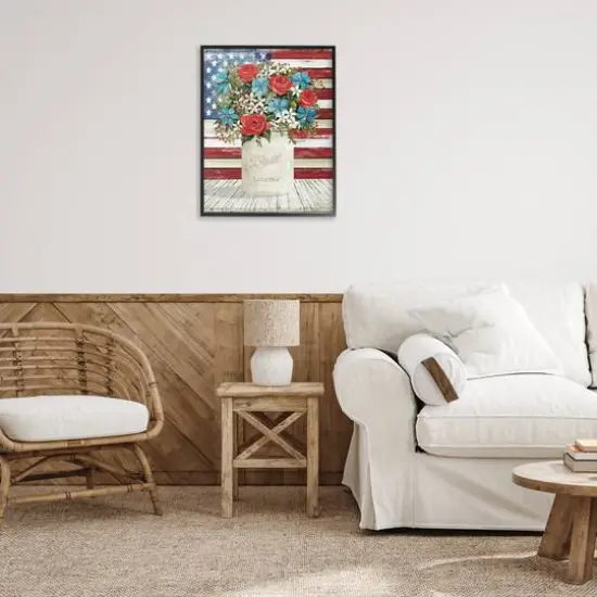 Stupell Industries Americana Flag Festive Bouquet Framed Giclee Art Black {3}