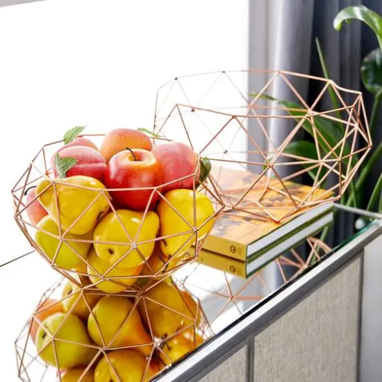 Gold Metal Contemporary Decorative Tray Set {8}