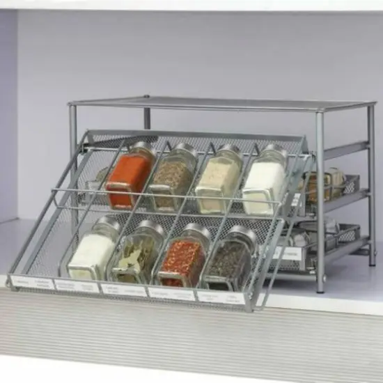 NEX&trade; 3-Tier 30-Bottle Metal Spice Rack with Drawer Organizer {7}