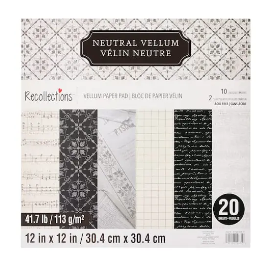 12" x 12" Neutral Vellum Paper Pad by Recollections&trade;, 20 Sheets {6}