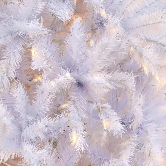 9ft. Pre-Lit White Artificial Christmas Tree, Warm White LED Lights {5}