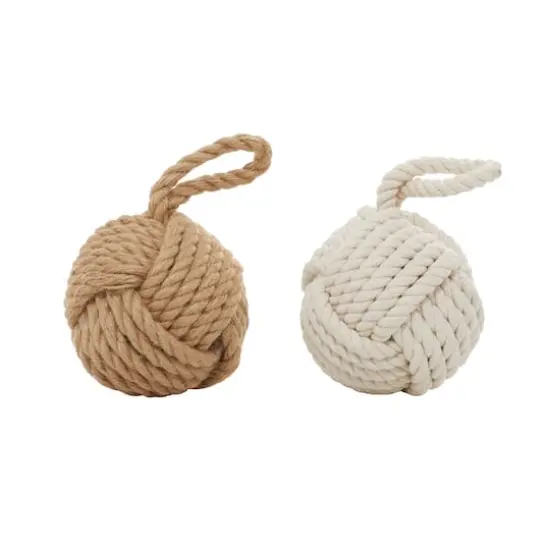 14" Jute Coastal Rope Sculpture Set {1}