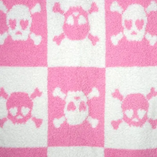 50" x 60" Pink & White Heart Eye Skull & Crossbones Throw Blanket by Ashland&reg; {3}