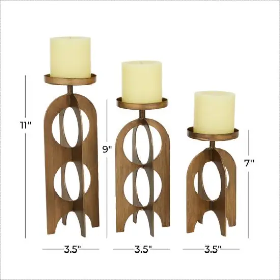 Gold Metal Contemporary Candle Holder Set {7}