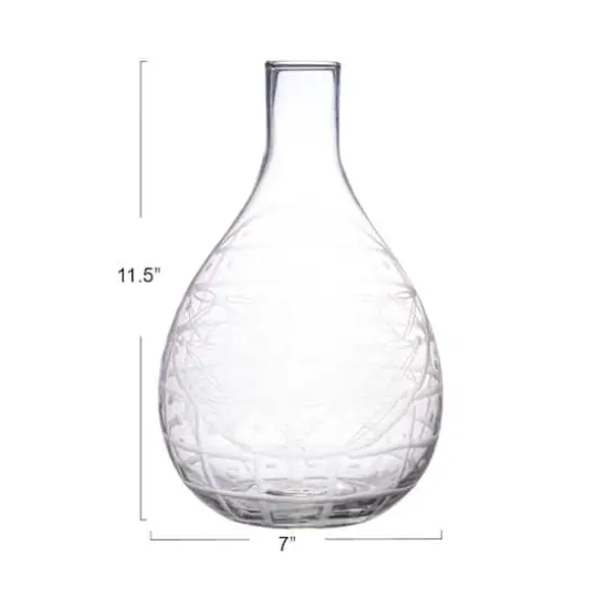 Hello Honey® 3.5qt. Clear Hand-Blown Etched Round Reclaimed Glass Pitcher {5}