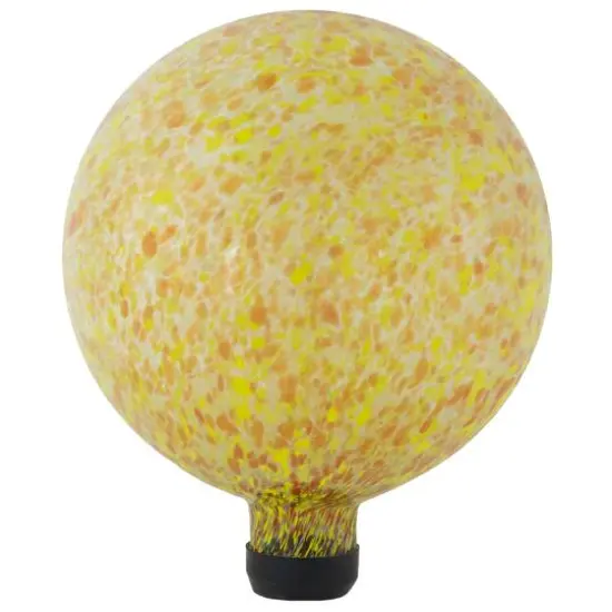 10" Orange and Yellow Speckled Glass Garden Gazing Ball {1}