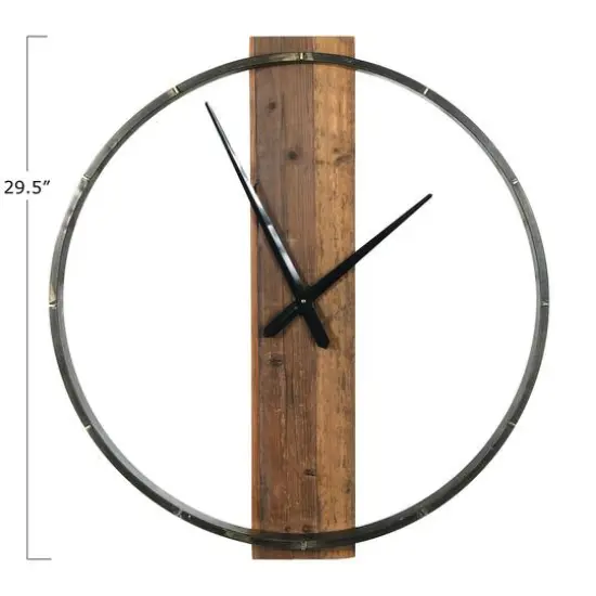 2.5ft Metal and Wood Wall Clock {3}
