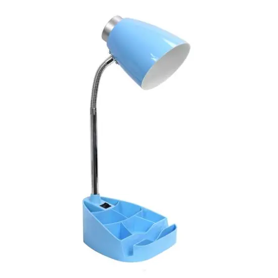 LimeLights 18.5" Gooseneck Organizer Desk Lamp with Tablet Stand Blue {1}