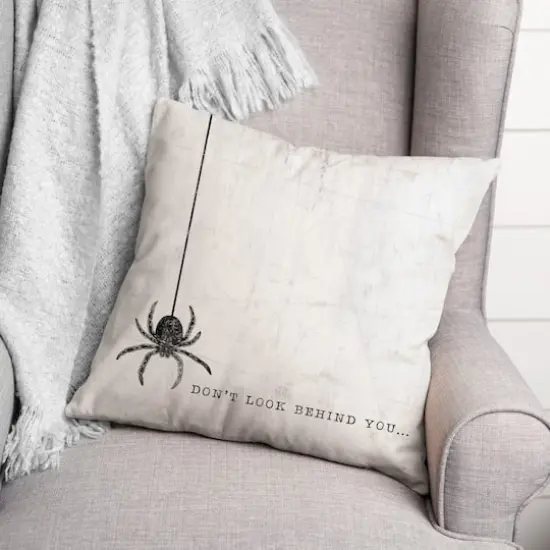Don't Look Behind You Spider Throw Pillow {3}