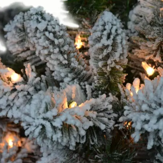 6.5ft. Pre-Lit Flocked Virginia Pine Artificial Christmas Tree, Clear Lights {4}