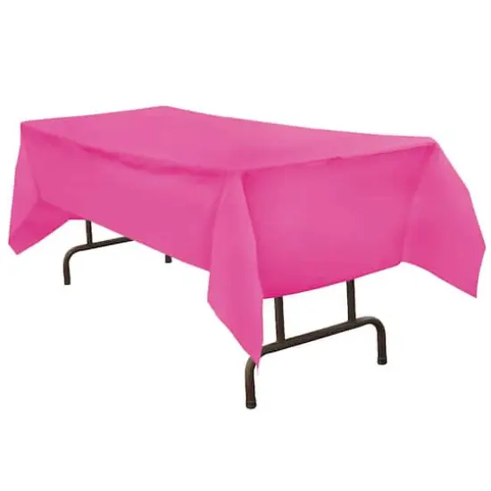 JAM Paper 108" Rectangular Plastic Table Cover Fuchsia Pink {3}