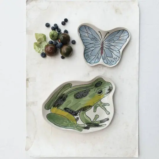 Hello Honey&reg; 8.5" White & Blue Whimsical Butterfly Stoneware Plate {3}