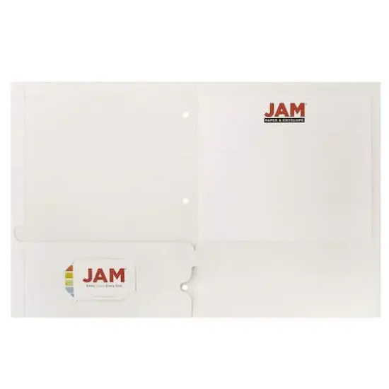 JAM Paper 9.5" x 11.5" Glossy 3-Hole Punch Folders, 12ct. White {4}
