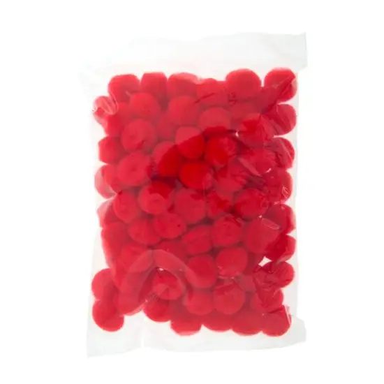 John Bead 1/2" Pom Poms, 100ct. Red {5}