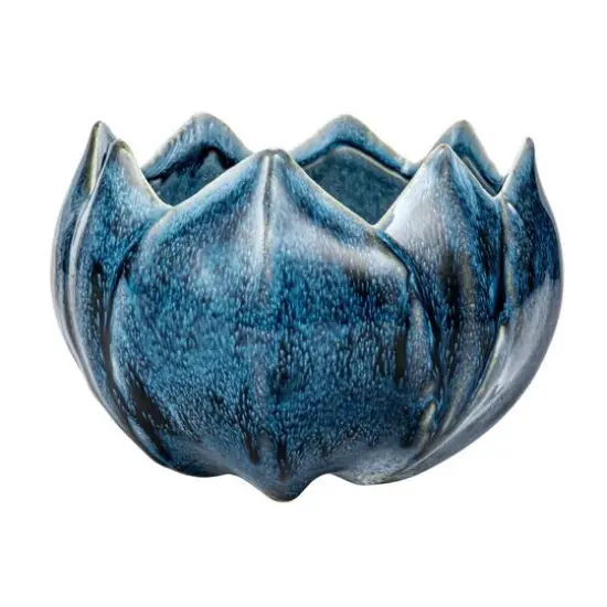Hello Honey&reg; 7" Blue Reactive Glaze Scalloped Edge Stoneware Planter {8}