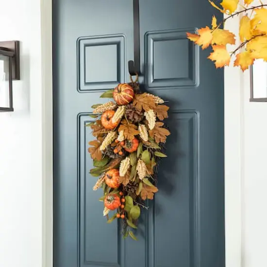 Glitzhome&reg; 27" Fall Pumpkin Leaf Swag {12}