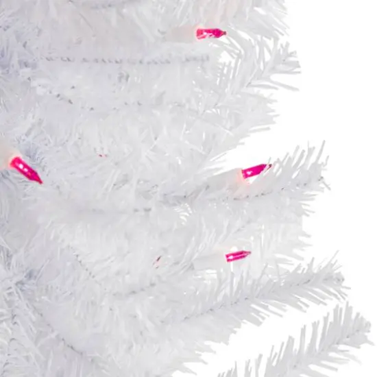 3ft. Pre-Lit Woodbury White Pine Slim Artificial Christmas Tree, Pink Lights {3}