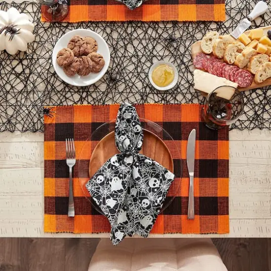 DII&reg; Buffalo Check Ribbed Placemat, 6ct. Orange/Black {4}