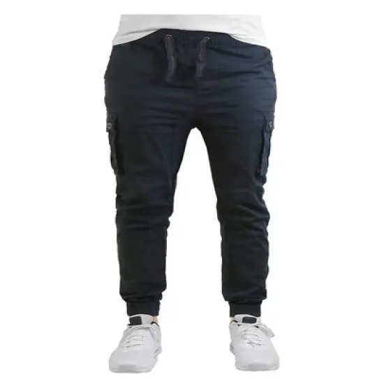 Galaxy by Harvic Slim Fit Cotton Stretch Twill Men's Cargo Joggers Black {1}