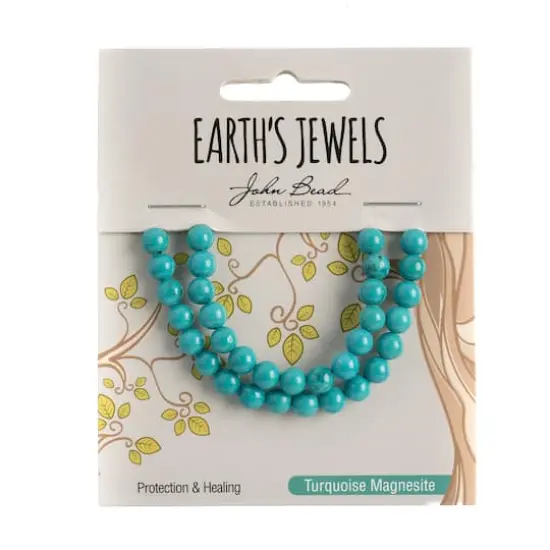 John Bead Earth's Jewels Natural Stone Round Beads, 6mm Dyed Turquoise Howlite {3}