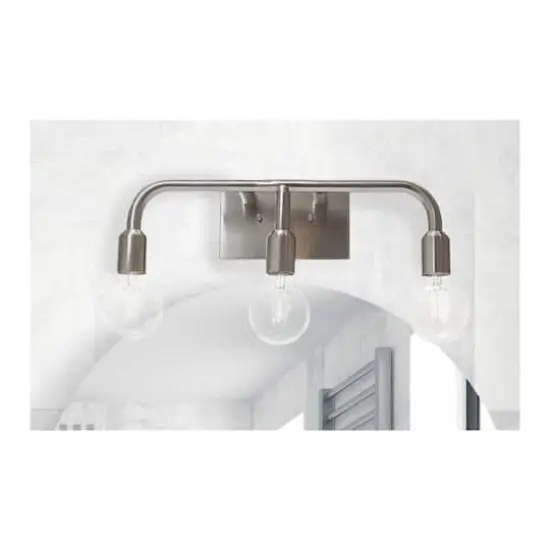 Hello Honey® Robert Stevenson Lighting Benson Exposed Bulb Metal 3-Light Vanity Brushed Nickel {3}