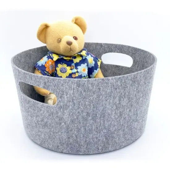 Welaxy 15" Felt Round Basket Gray {7}
