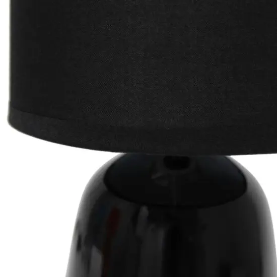 Simple Designs 10" Thimble Base Ceramic Table Lamp Black {6}
