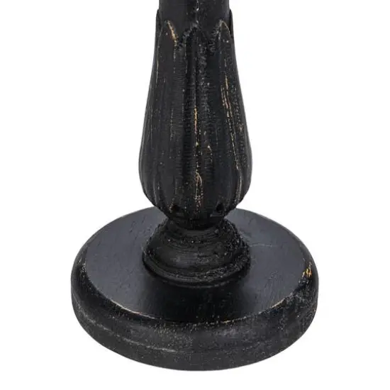 Hello Honey&reg; Round Black Wood Taper Candle Holder Set {13}