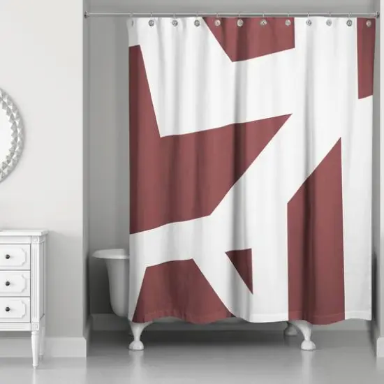 Geo Blocks Shower Curtain Maroon {3}