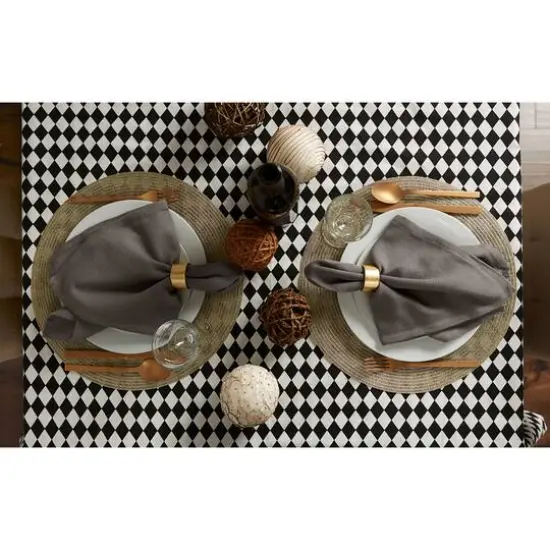 Black and Cream Harlequin Print Tablecloth 60" x 120" {6}