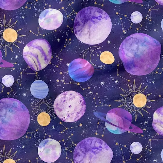 Fabric Editions Purple Planets Cotton Fabric {5}