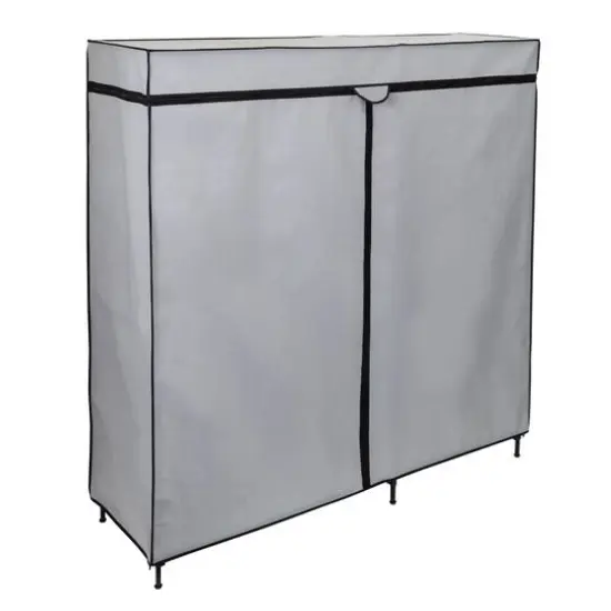 Honey Can Do 60" Gray Wide Double Door Portable Wardrobe Closet {4}