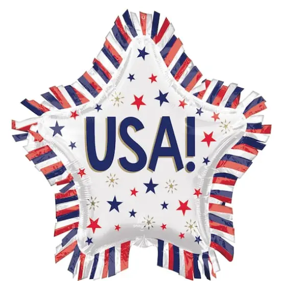 28" USA Star Fringe Foil Balloon {1}