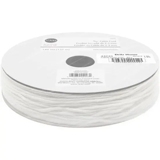 Dritz&reg; Home White Polyester 3/32" Cable Cord, 144yd. {3}