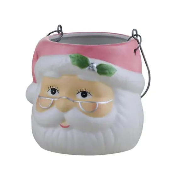 5" Pink Santa Claus Nostalgic Ceramic Container {1}