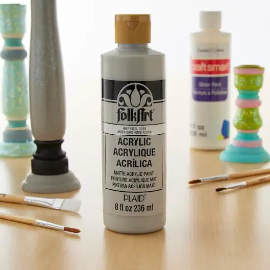 FolkArt&reg; Acrylic Paint, 8oz. Steel Gray {3}