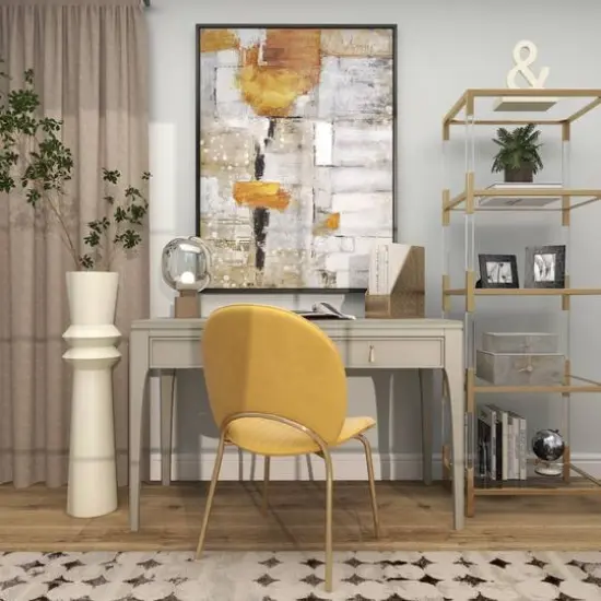 3ft. Cream Metal Tall Art Deco Fluted Floor Vase {11}