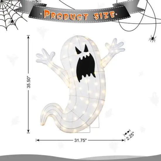 Glitzhome® 35.5"H Lighted Halloween 2.5D Ghosts Outdoor Decor {9}