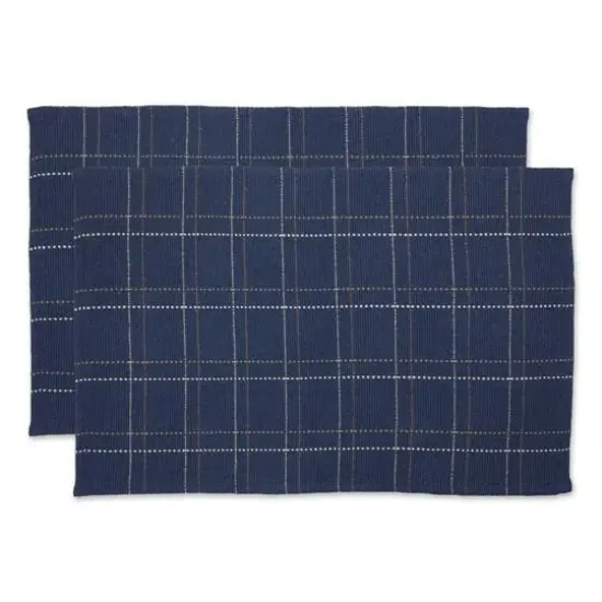 DII&reg; French Blue Variegated Plaid Recycled Yarn Rug Set, 2ft. x 3ft. {1}