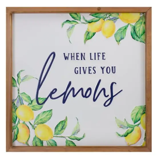 Wooden Framed When Life Gives You Lemons Metal Sign Spring Wall D&eacute;cor {1}