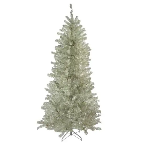 9ft. Unlit Metallic Platinum Artificial Tinsel Christmas Tree {1}