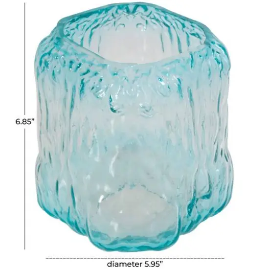 7" Marine Ombre Dimensional Textured Glass Vase {4}